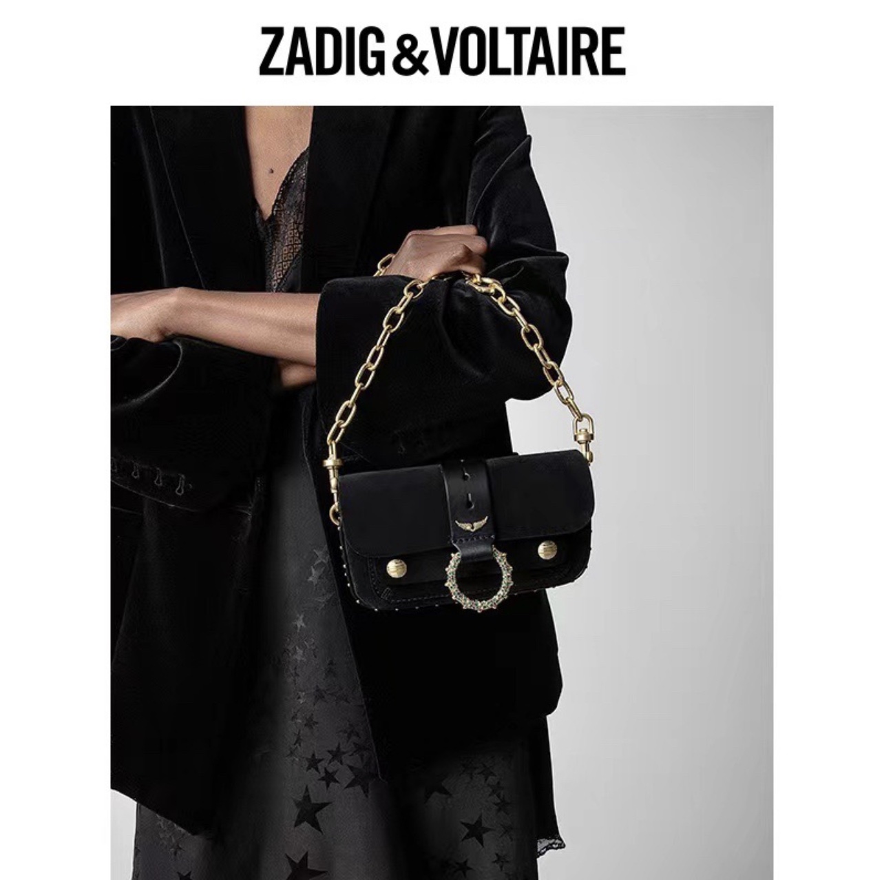 Kate Moss negra con dorado terciopelo | Zadig&Voltaire - Imagen 2